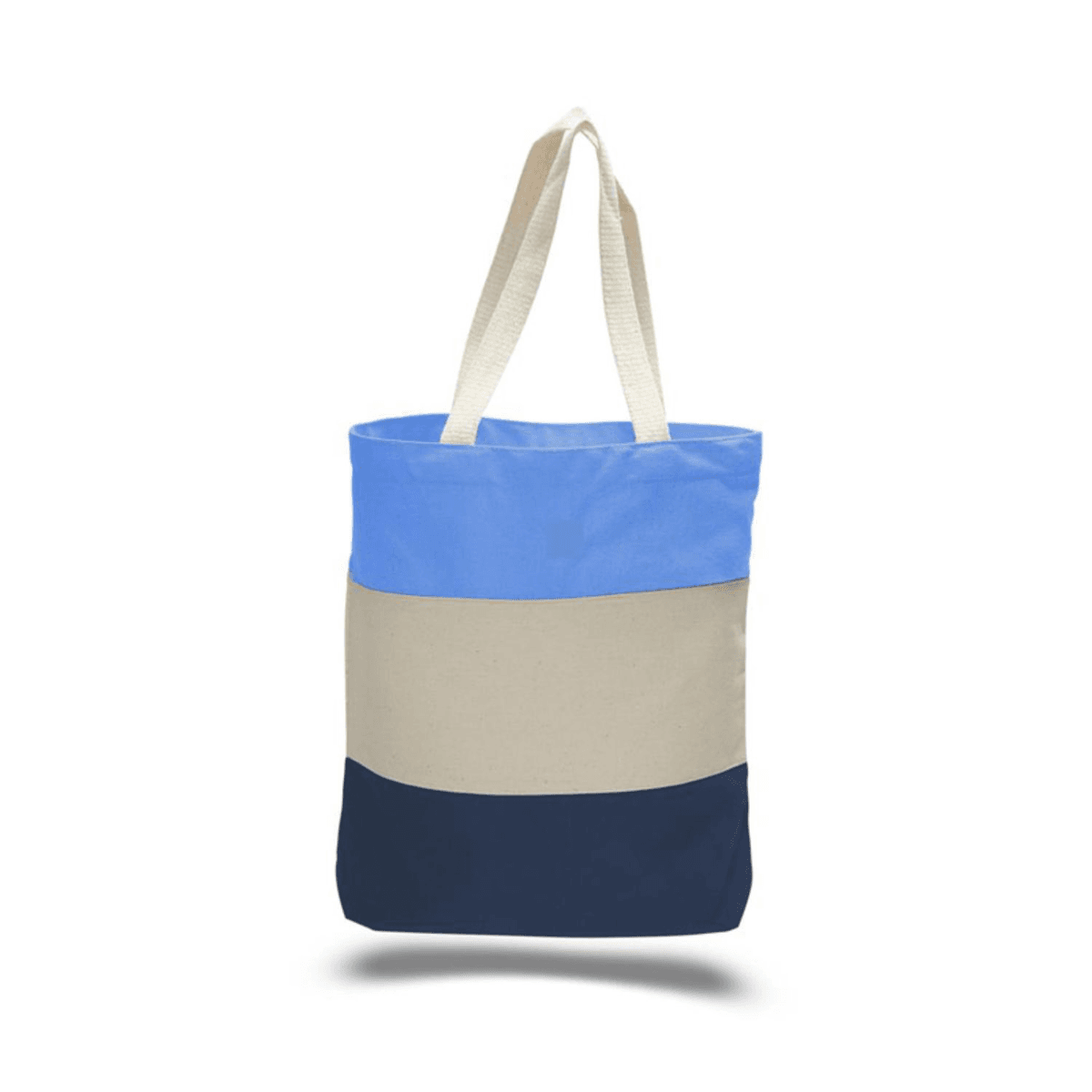 12 oz. Cotton Canvas Tri-Color Promotional Tote Bag USA Decorated (15" x 15")
