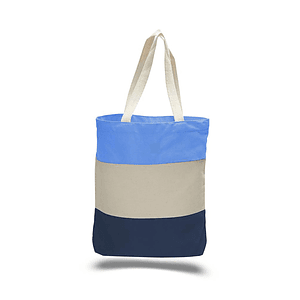 12 oz. Cotton Canvas Tri-Color Promotional Tote Bag USA Decorated (15" x 15")