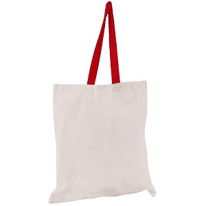 Eco-Friendly 100% Cotton Canvas Tote Bag w/ Color Handles USA Decorated (15" x 16")
