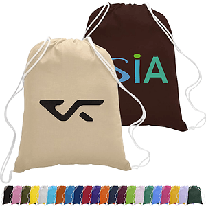 100% Cotton Eco-Friendly Large Drawstring Backpack USA Decorated (17" x 20")