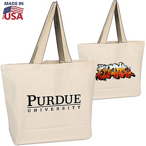 USA-Made Extra Large 12 oz. Cotton Canvas Tote Bags W/ Gusset (19" x 14" x4")