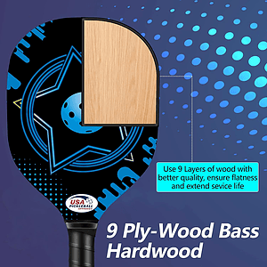 Wooden Pickleball Racket Paddle & Ball Set w/ Kcraft Paper Box