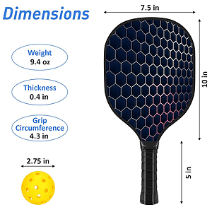 Wooden Pickleball Racket Paddle & Ball Set w/ Drawstring Bag