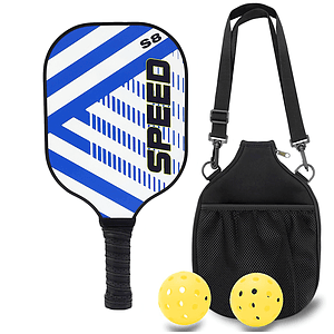 Glass Fiber Pickleball Racket Paddle & Ball Set w/ Shoulder Bag