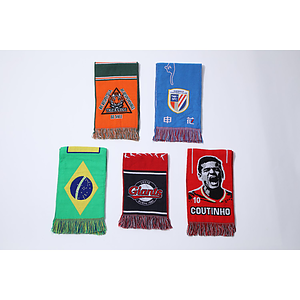 Set of Knitted Cuffed Beanie & Woven Scarf w/ Tassel