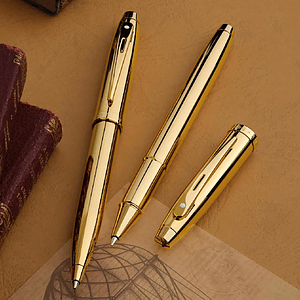 SHEAFFER® 100 9372 Glossy PVD Gold Trim Executive Rollerball Pen w/ Gift Box