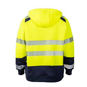 Class 3 Color Block Safety Zipper Hoodie With Segmented Tape And Kangaroo Pocket