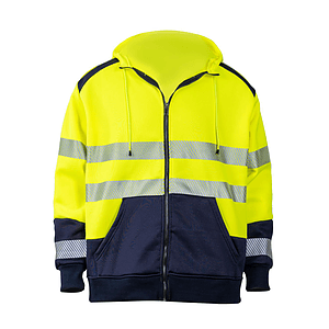 Class 3 Color Block Safety Zipper Hoodie With Segmented Tape And Kangaroo Pocket