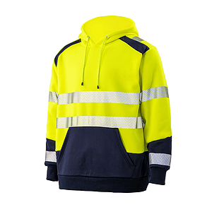Class 3 Color Block Safety Hoodie With Segmented Tape And Kangaroo Pocket