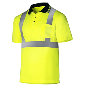 Class 2 Cotton Knitted Reflective Tape Polo Shirt with Pocket