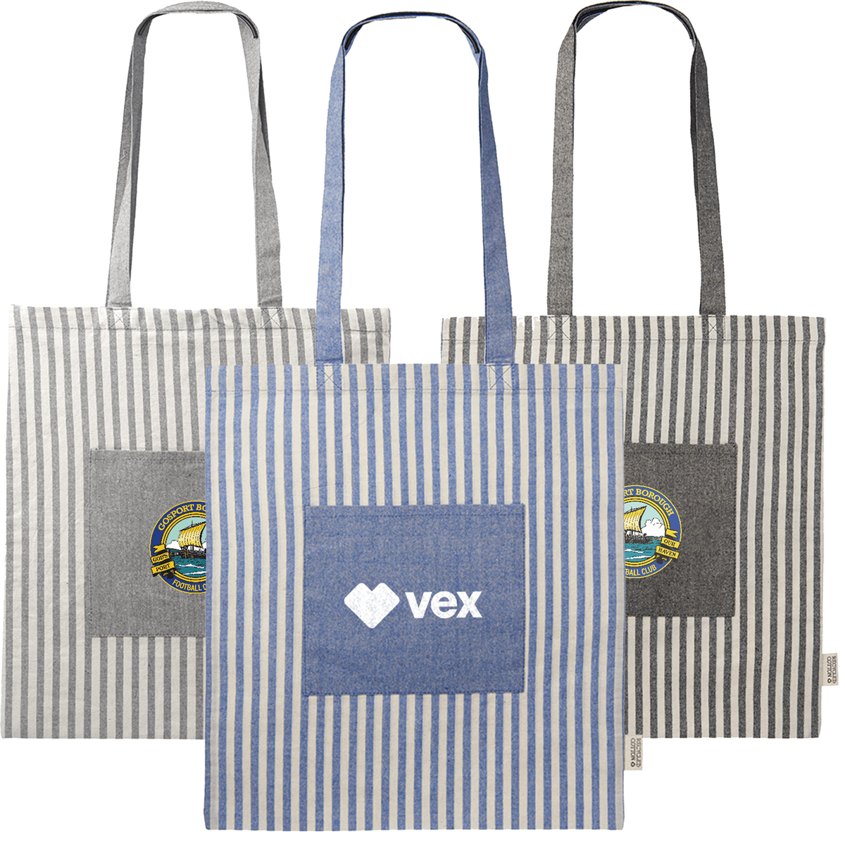 Eco-Friendly Striped Recycled Cotton Tote bags