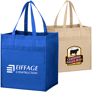 Heavy Duty Full Color Non-Woven Grocery Tote Bag w/ Gusset (13" x 15" x 10")