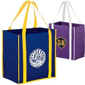 Heavy Duty Two-Tone Non-Woven Shopping Tote Bag w/ Gusset (12" x 13" x 8")
