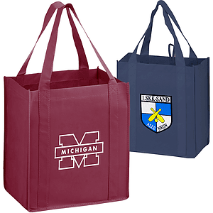 Heavy Duty 100GSM Non-Woven Grocery Tote Bag w/ Gusset (13" x 15" x 10")