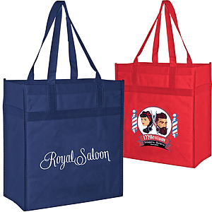 Heavy Duty 100GSM Non-Woven Grocery Tote Bag w/ Gusset (13" x 14" x 7")