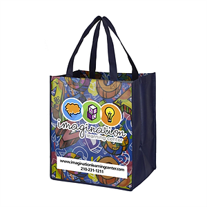 Sublimated PET Non-Woven Grocery Tote Bag w/ Gusset - 2 Sided (13" x 15" x 10")