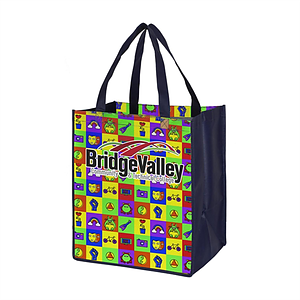 Sublimated PET Non-Woven Grocery Tote Bag w/ Gusset - 2 Sided (13" x 15" x 10")