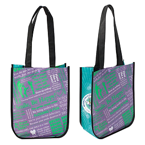 Sublimated PET Non-Woven Full Color Rounded Bottom Tote Bag - 4 Sided (10" x 12" x 5")