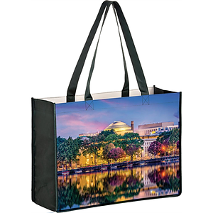 Sublimated PET Non-Woven Grocery Tote Bag w/ Gusset - 2 Sided (18" x 16" x 5")
