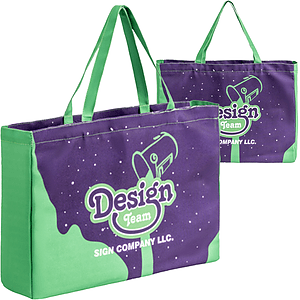 12 Oz. Sublimated Poly Canvas Shopping Tote Bag w/ Gusset (20" x 14.5" x 4.5")