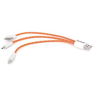 Trio USB charging cable for iPhone, and Android devices.