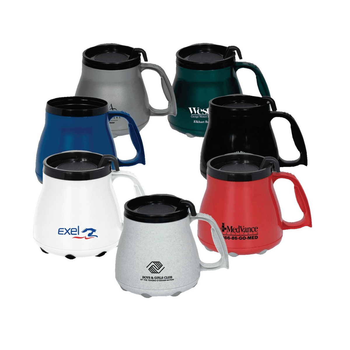 16 oz. USA Made Low Rider Mug with Special Rubber Grip Base & Slider Lid