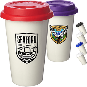 11 oz. Double Wall Ceramic Custom Tumblers W/ Lid