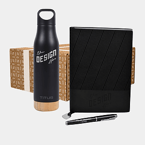 TiTUS® 17 oz Water Bottle, Executive Corduroy Notebook & Pen Gift Set
