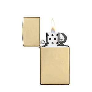 Zippo® USA-Made Slim High Polish Brass Windproof Lighter