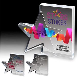 Standing Star Award (7 3/4" x 7" x 1") - Screen Printed