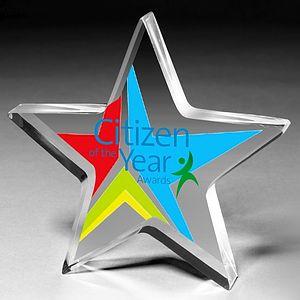1/2" Star Acrylic Paperweight - 5” x 5” x 1/2”