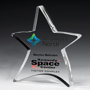 Screen Printed Acrylic Moving Star Paperweight (4 1/2"x 5")