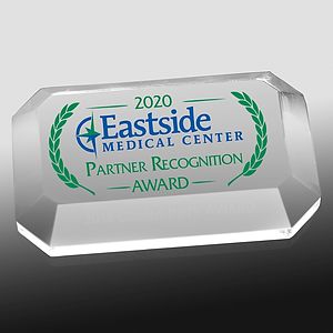 Screen Printed Acrylic Beveled Edge Rectangle Paperweight (4"x 2 1/2"x 3/4")