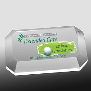 Screen Printed Acrylic Beveled Edge Rectangle Paperweight (4"x 2 1/2"x 3/4")