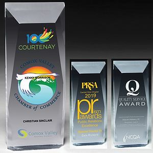 Screen Printed Faceted Obelisk Award - 8"