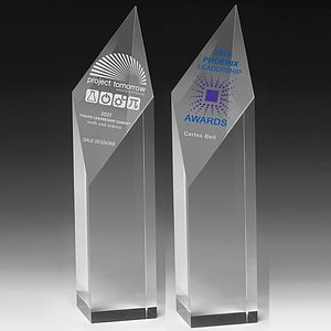 Screen Printed Acrylic Diamond Obelisk Award - 9"