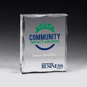 Laser Engraved Scalloped Acrylic Paperweight Awards - 4” x 5” x 1”