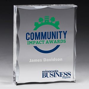Screen Printed Scalloped Acrylic Paperweight Awards - 4” x 5” x 1”