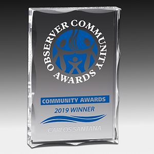 Screen Printed Scalloped Edge Rectangular Acrylic Paperweight Award (4"x 6"x 1")