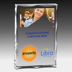 Screen Printed Scalloped Edge Rectangular Acrylic Paperweight Award (4"x 6"x 1")