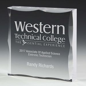Screen Printed Scalloped Acrylic Paperweight Awards - 4” x 4” x 3/4”