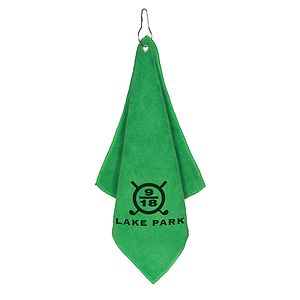 12" x 12"“The Wedge” 300GSM Heavy Duty Microfiber Golf Towel with Metal Grommet and Clip