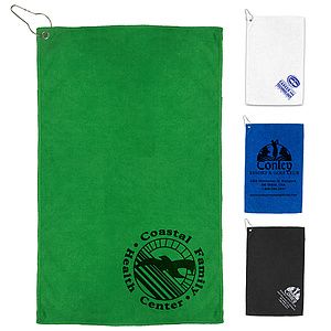 12"x 18"“The Iron” 300 GSM Heavy Duty Microfiber Golf Towel with Metal Grommet and Clip