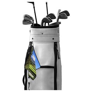 12" X 12" -"TEE OFF" Recycled RPET Suede Golf Towel Full Color Import Air Ship