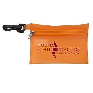 "PARKWAY 7" Piece First Aid Kit inTranslucent Zipper Kit with Plastic Carabiner Attachment