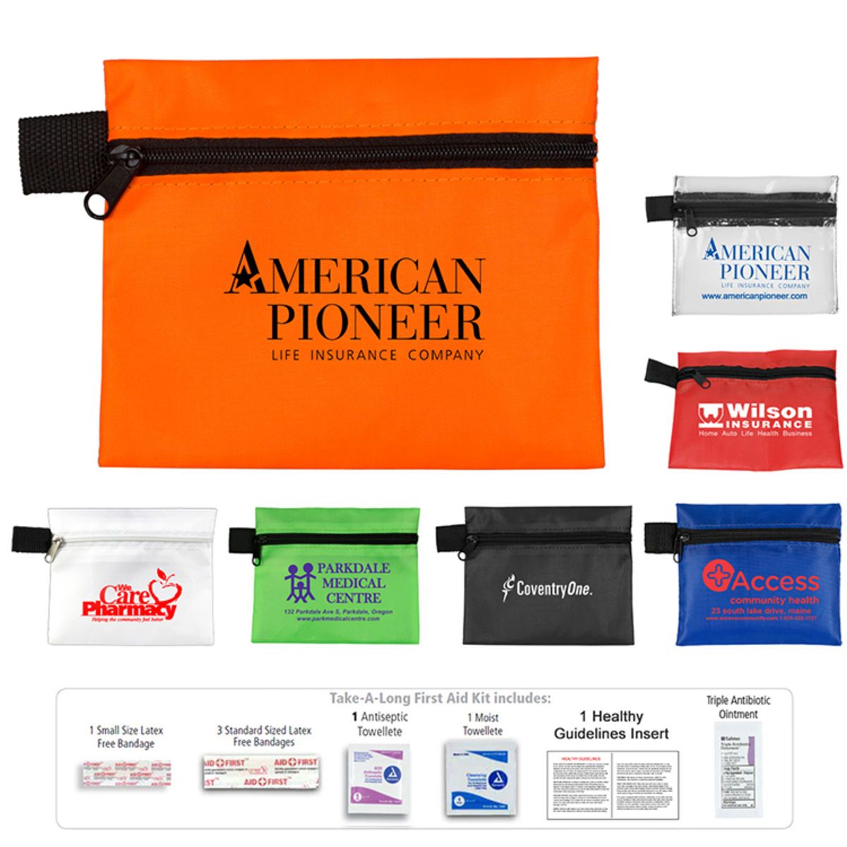 "TAG-A-LONG PLUS" 8 Piece First Aid Kit