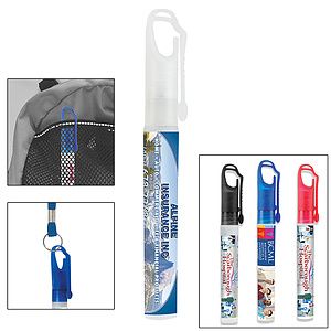 “SprayClip” 10 ml. Antibacterial Hand Sanitizer Spray Pump Bottle with Carabiner Clip Cap(PhotoImage