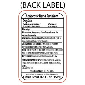 "Sanpal Mini SC" .5 oz Compact Hand Sanitizer Antibacterial Gel in Flip-Top Squeeze Bottle