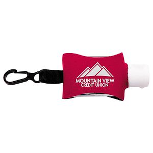 “SanPal Sleeve” .5 oz Hand Sanitizer Antibacterial Gel in Clip-On Neoprene Sleeve Cover