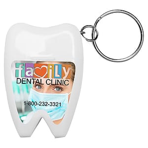 “Happy Teeth” Tooth Shaped Dental Floss Dispenser with Keyring